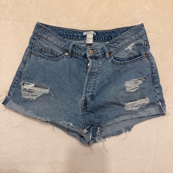 H&M Pants - H&M Blue Distressed Jean Shorts Size 10